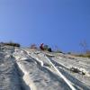 Livio aspetta in sosta, alla fine del 7° tiro (6b)